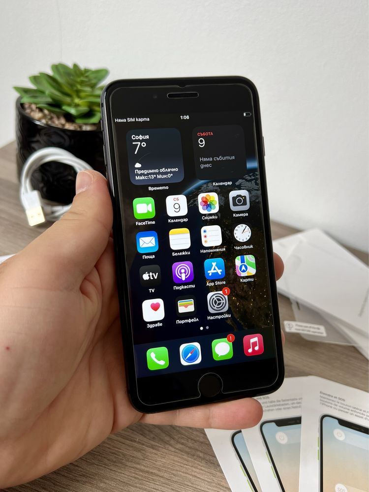 iPhone 8 Plus, 256GB, Space Gray, 100% батерия, ОТЛИЧЕН, ГАРАНЦИЯ!