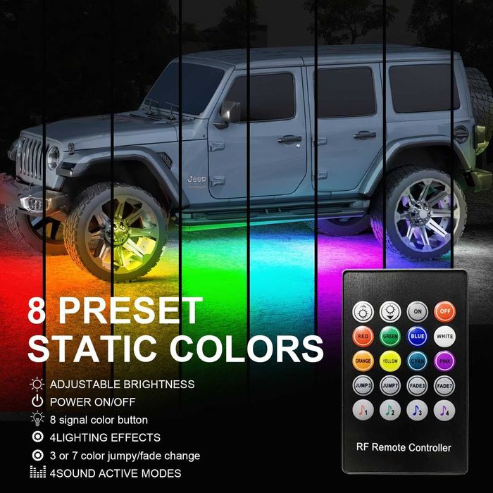 Екстериорна RGB Светлина С Дистанционно ,Автомобил,Мотор,Лодка,Джанти