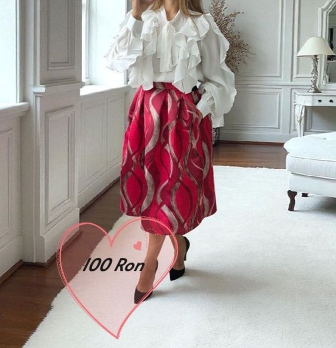 Set fustă tafta si cămașă volane. Italia