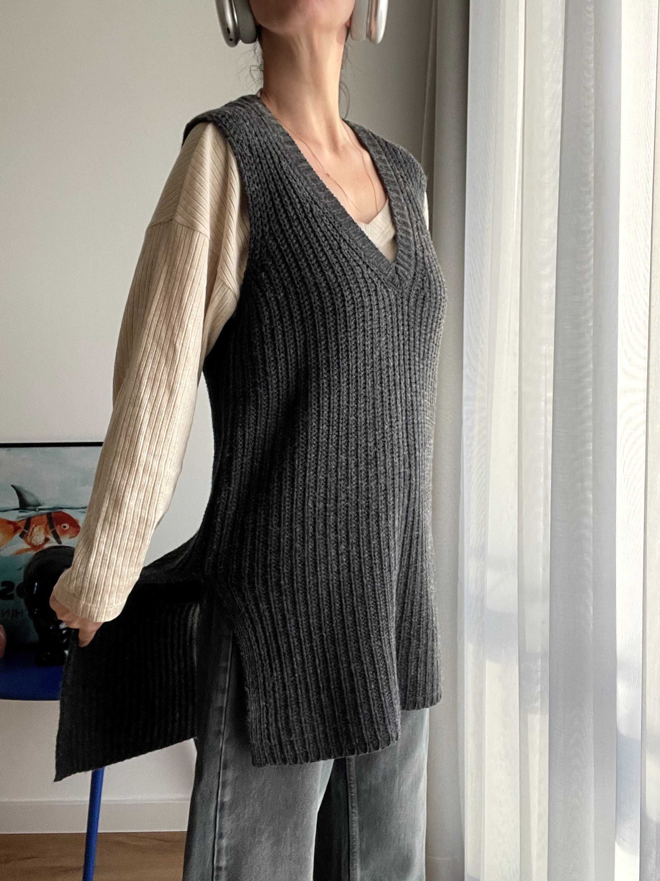 Дамска дълга жилетка на BCBG Max Azria от памук и вълна размер S/M