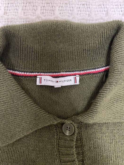 Мъжки тъмнозелен пуловер с яка Tommy Hilfiger