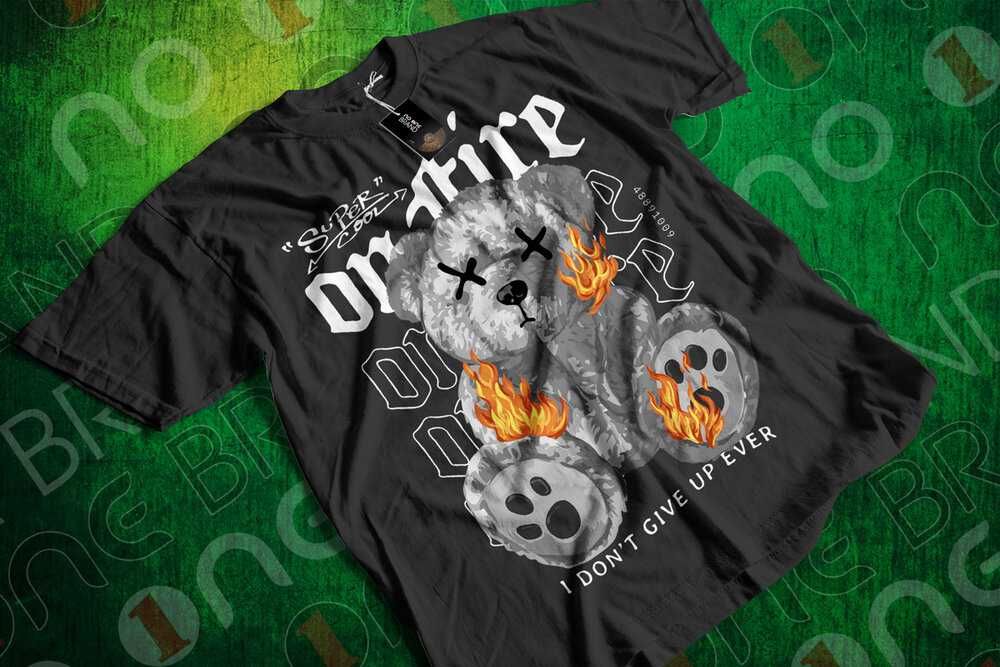 Тениска Мече Bear ON FIRE I Don't Give Up Never Сублимация
ДТФ/DTF