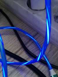 Cablu luminat  albastru/neon