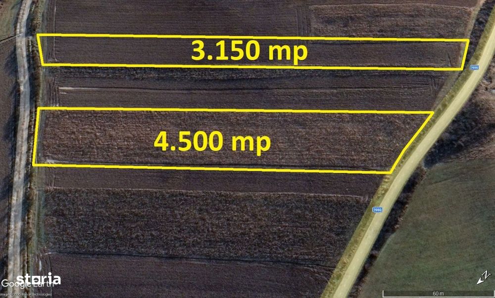 2 terenuri extravilan 4.500mp și 3.150mp la intrare în sat Romoșel
