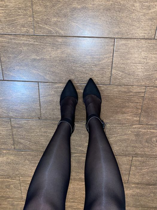 Черни велурени обувки на ток, 23.5см