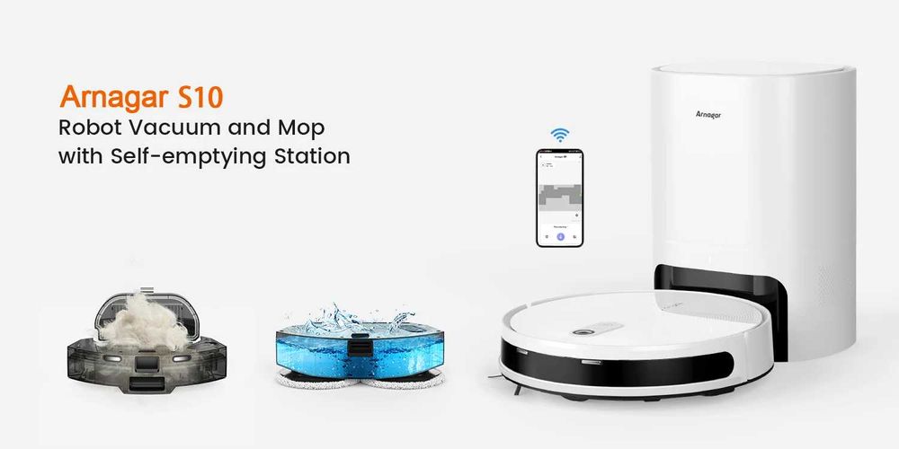 Прахосмукачка робот ARNAGAR S10, aвтоматично изпразванe, въртящ се моп