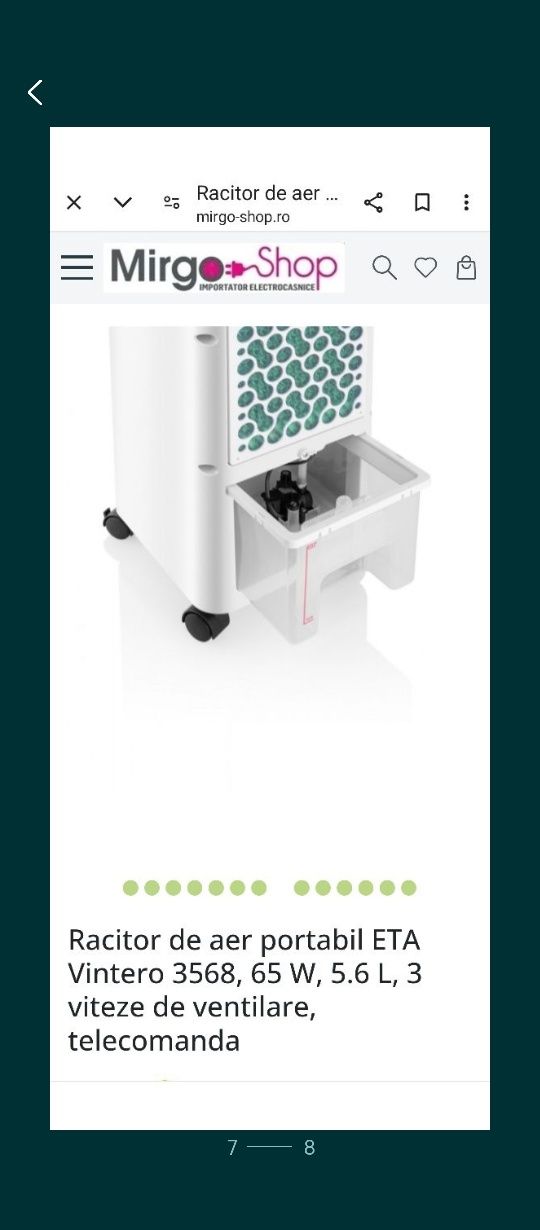 Răcitor de cameră,Purificator de aer,Umidificator-ETA COOLER 3 IN 1.