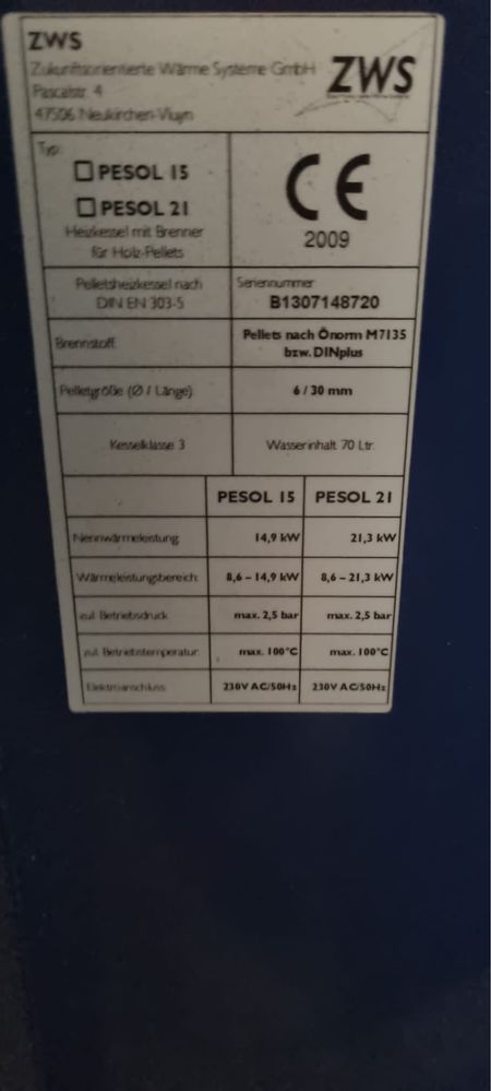 Centrala pe peleti 35 kw