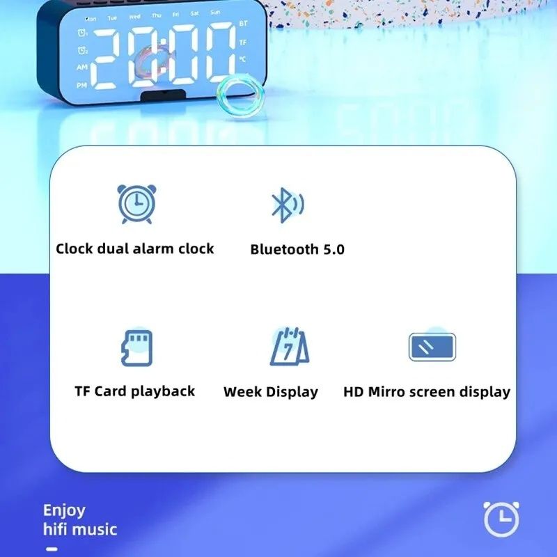 Radio cu ceas digital cu boxa incorporata și bluetooth