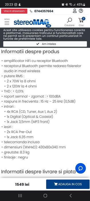 Boxe Cambridge Audio SX-80+Statie Boston Acoustic  EX 222