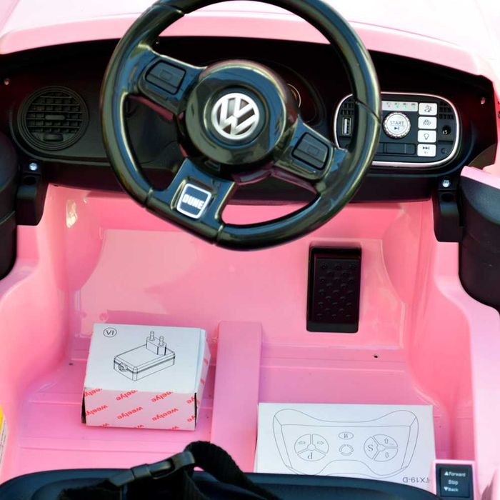 Masinuta electrica VW Beetle Dune 60W 12V, bluetooth, amortizoare Pink