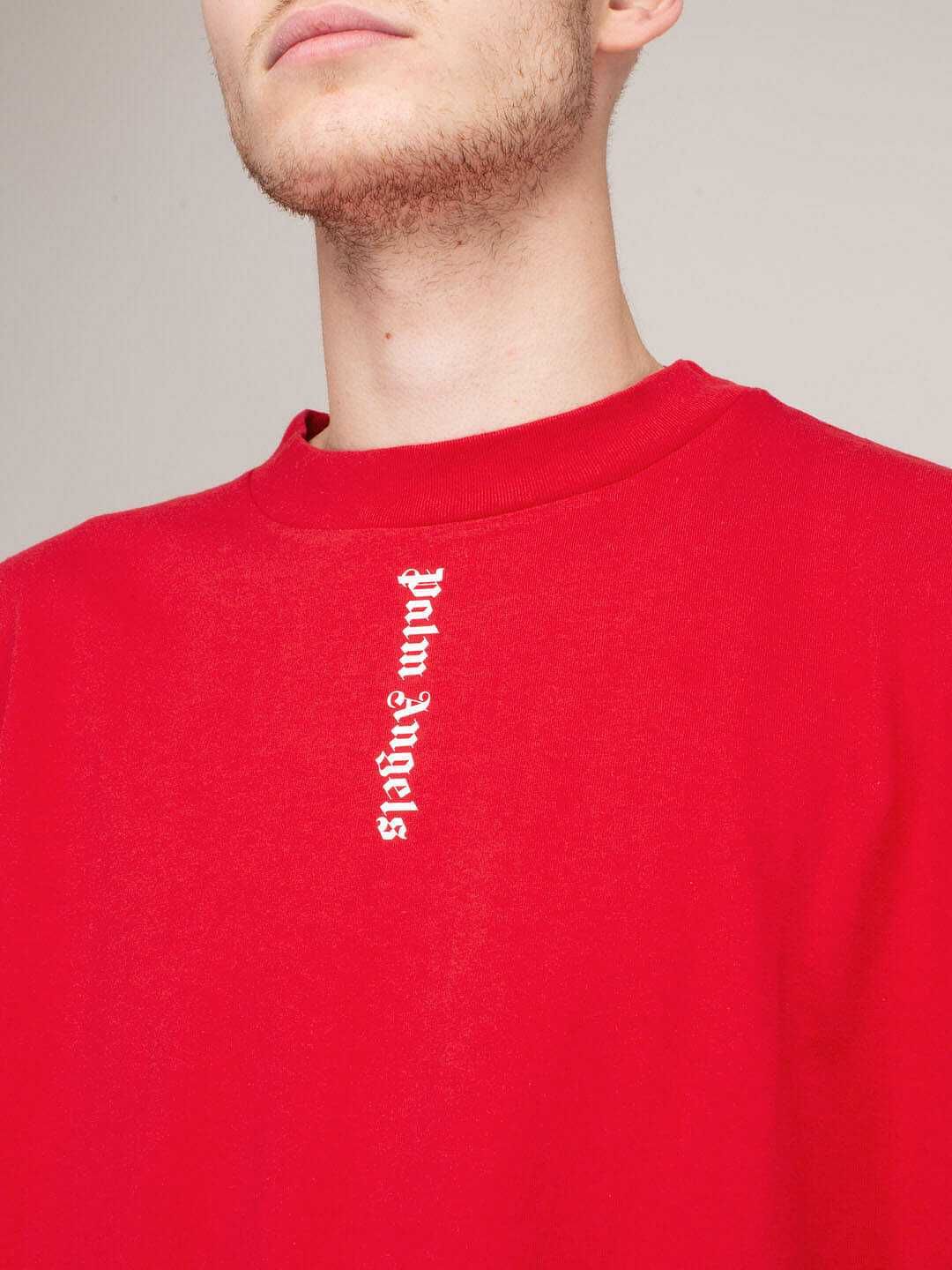 PALM ANGELS Red Logo Print Oversized Мъжка Тениска size S (M)