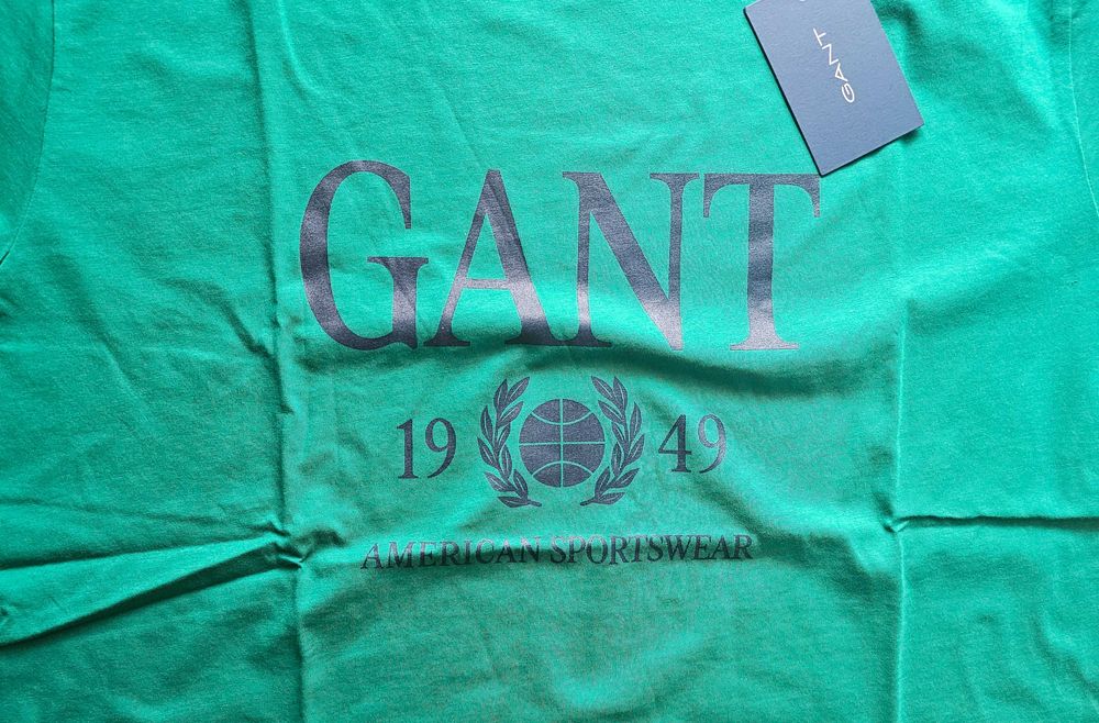 Tricou Gant, verde, logo supradimensionat ,L nou cu eticheta