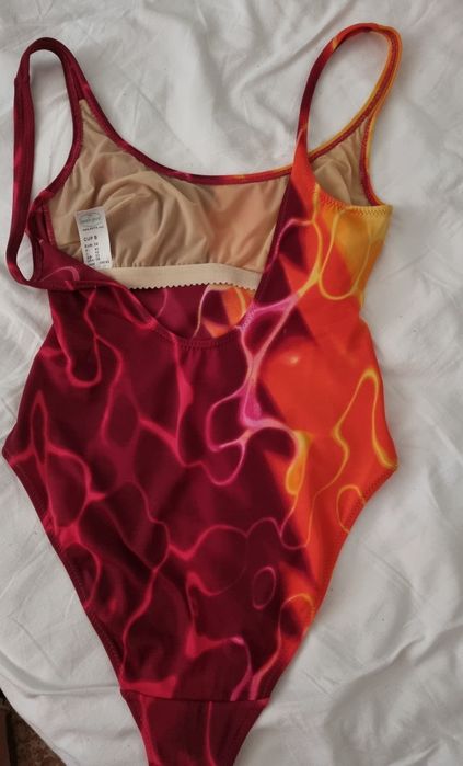 Costum intreg de baie portocaliu rosu 38 dama