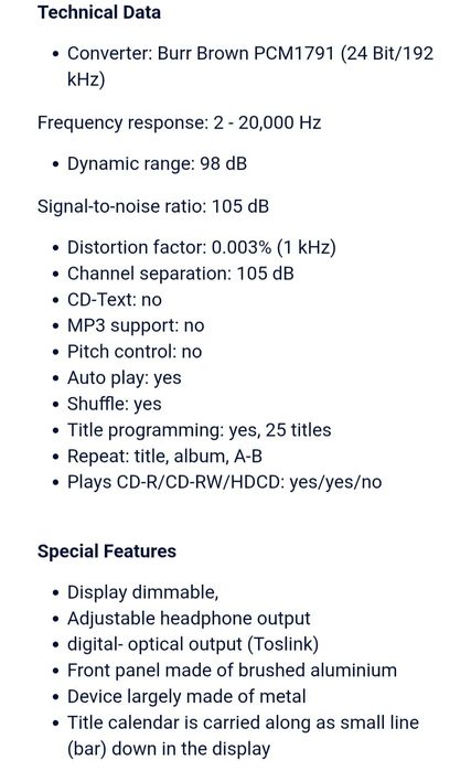 Cd player Denon dcd 500 ae