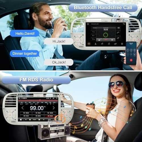 Нов Android 13 7" Радио CarPlay Fiat 500 2007/2015 GPS 5G WiFi за кола