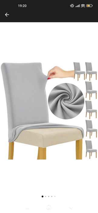 Set 6 huse scaune, universale elastice gri deschis– protecție murdărie