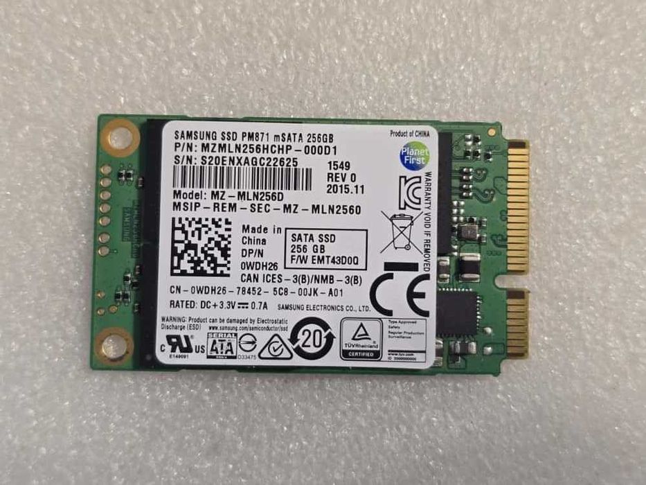 Solid-State Drive (SSD) Samsung 256GB PM871 MZ-MLN256D mSATA