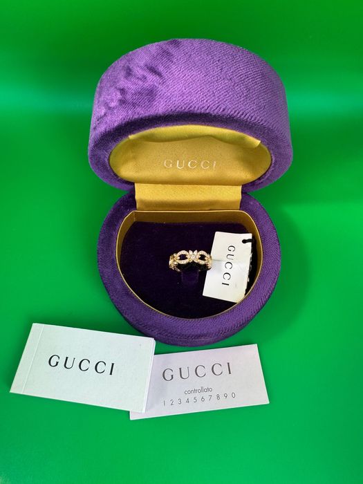 Пръстен GUCCI Flora р.54 златен с диаманти