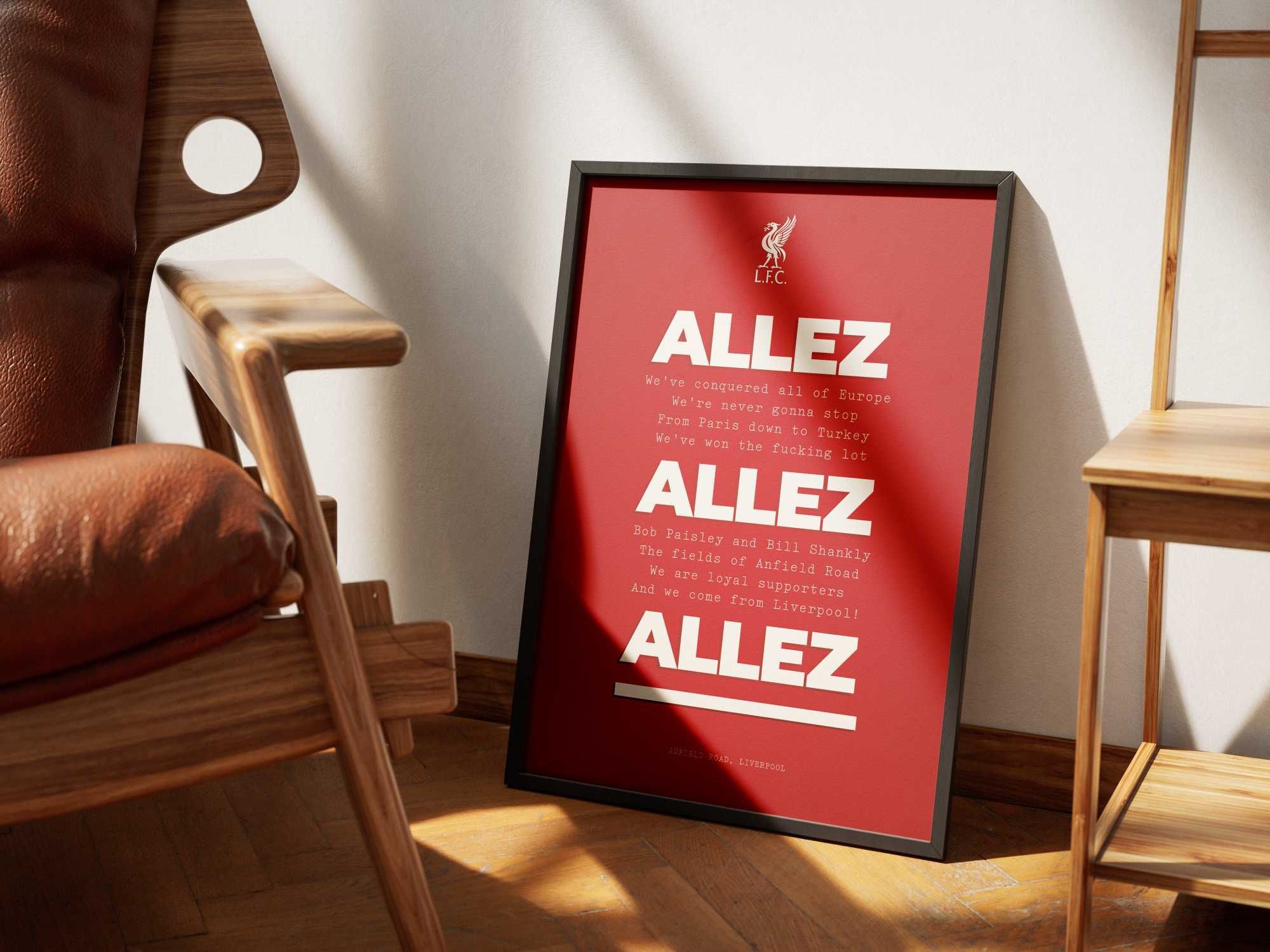 Poster Liverpool FC, Allez, Allez, Allez. Cadou pentru fani.