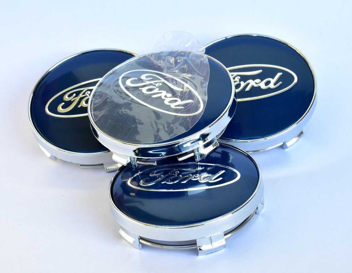 Set 4 Embleme Capace Jante Ford 60mm Capacele Roti Negru / Albastru