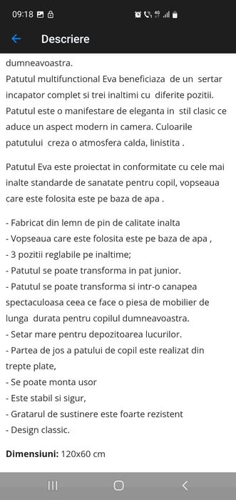 Pătuț pentru copii + saltea