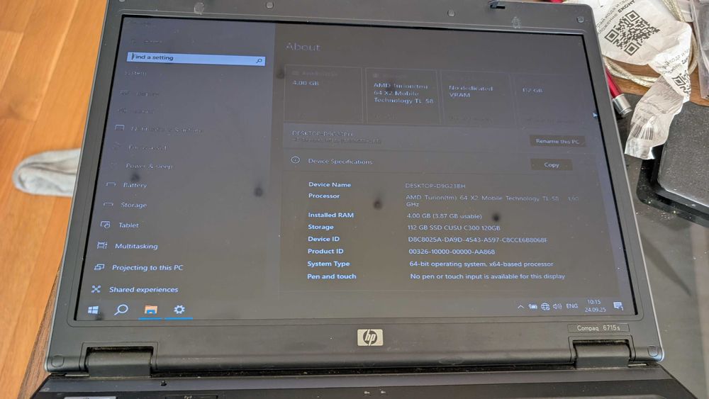Лаптоп HP 6715s, AMD Turion , SSD 112GB