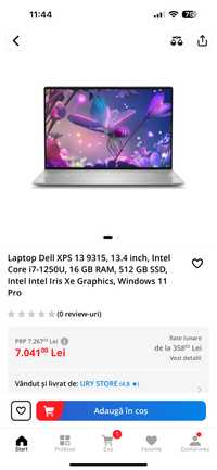 Laptop Dell XPS 13 9315 13.4 inch cu touchscreen gen 12 16 gb 512 ssd