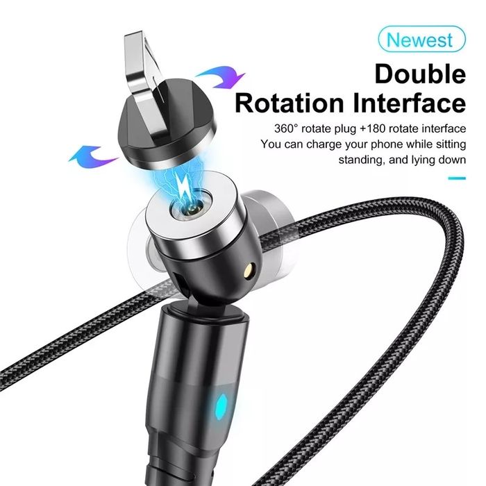 Cablu Magnetic USB iluminat, încarcare + date