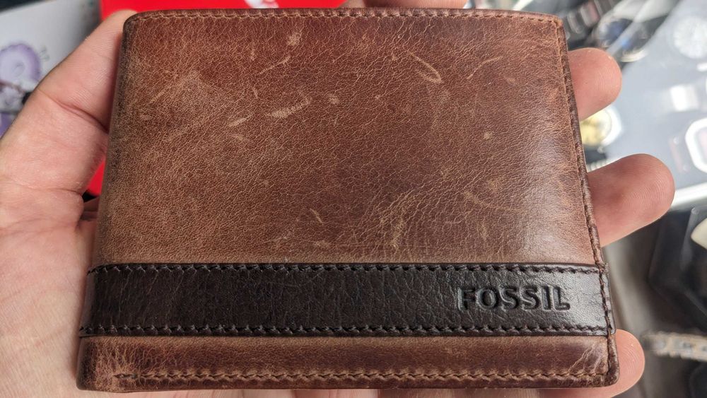 *NOU* Portofel Fossil din piele naturala vintage, CI/carduri, bancnote