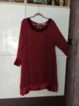 Rochie de seara vișinie din voal dublat accesorizata cu catifea, mărim