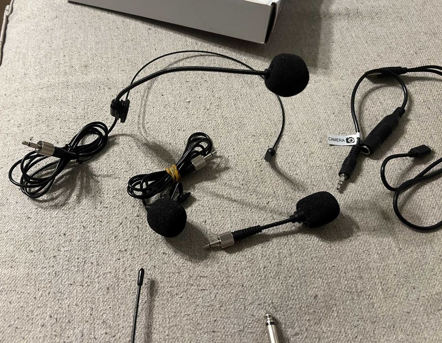 Set microfon wireless headset lavalier 3 microfoane complet