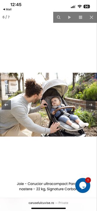 Carucior JOIE ultracompact Parcel, nastere - 22 kg, Signature Carbon