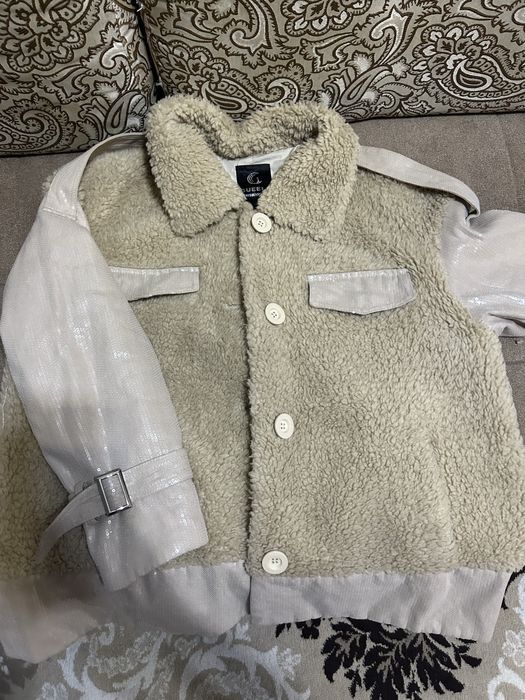 Дубленка красивая с блестками размер подходить 48 очень красиво смотри