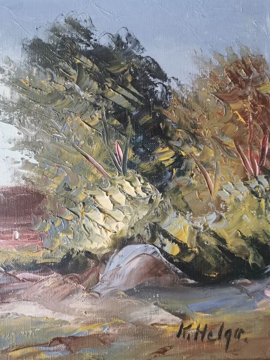 Антикварна картина на платно с маслени бои автор КАРЛ ХЕЛГО подписана