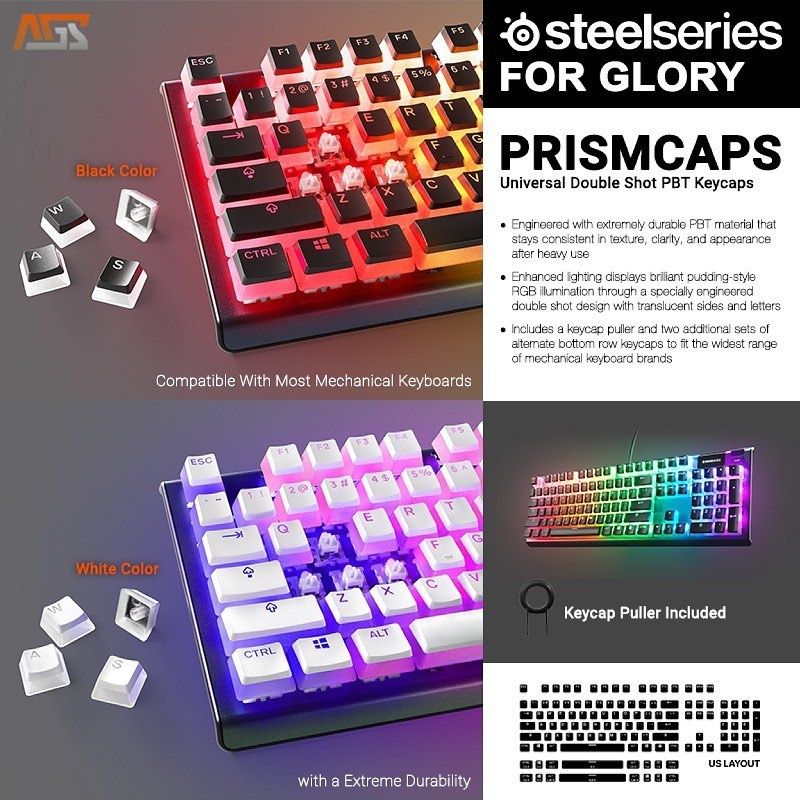 СКИДКА! Колпачки/Кейкапы Steelseries PRISM CAPS в белом для клавиатуры
