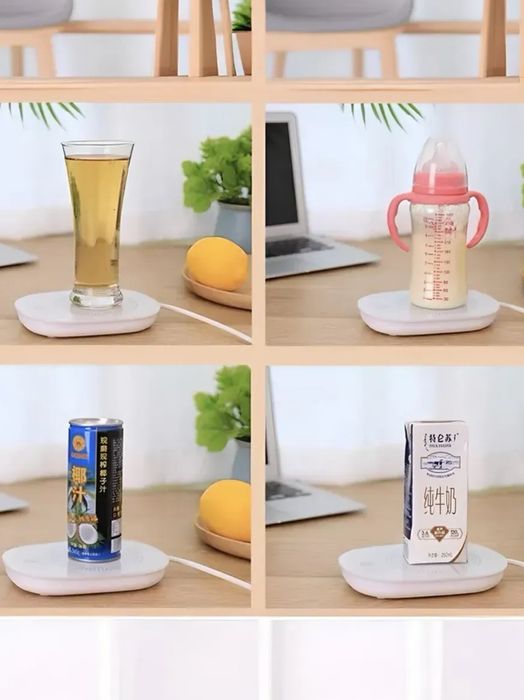 Кружка керамическая с подогревом и подставкой подарочная