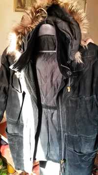 Дамско палто Bogner от 100% естествен велур, яка от естесвен косъм