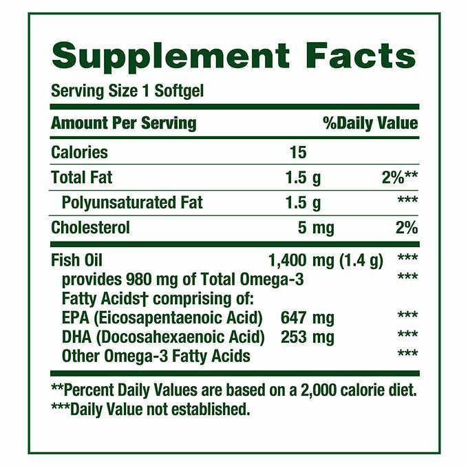 Рыбий жир 1400 мг, Омега-3 980 мг 130порций Nature's Bounty