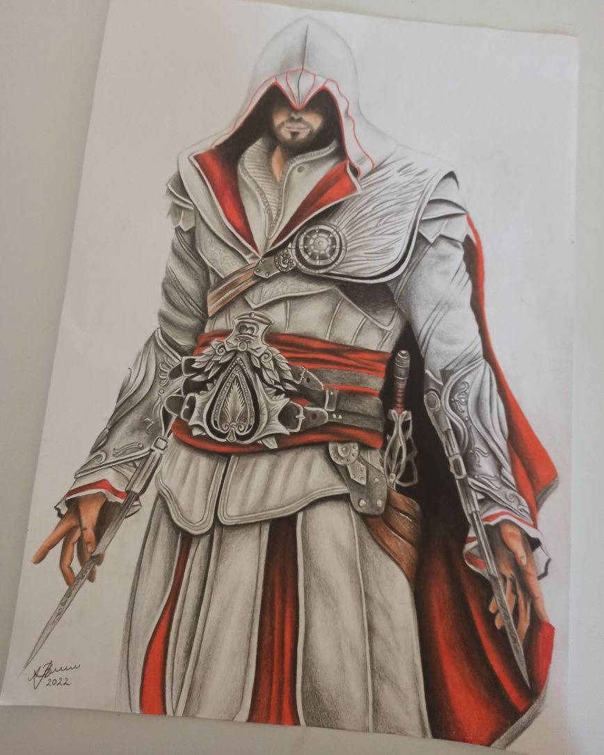 Poster handmade înrămat Assassin's Creed (Ezio Auditore) 29.7x42.0 cm