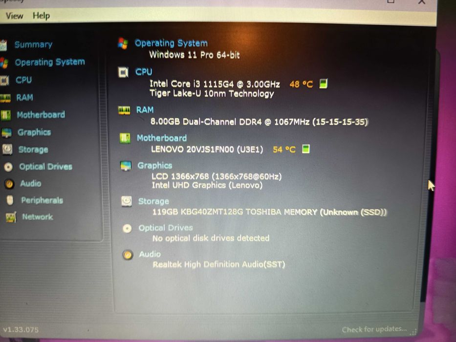 Laptop Lenovo Thinkpad gen 11, Core i3 1115G4, 8gb ddr4, ssd 120gb