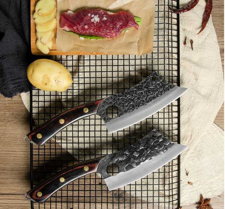 Cutit otel inoxidabil, forjare lama - stone wash, teaca piele