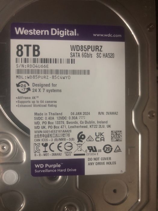 Жесткий диск HDD 8 TB Western Digital Purple