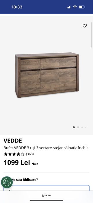 Bufet VEDDE 3 usi 3 sertare stejar salbatic inchis