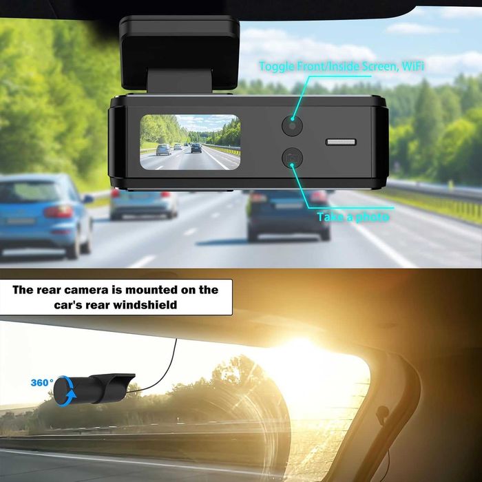 Камера за автомобил отпред и отзад, 4K + 1080P, карта 64GB, 5GHz WiFi