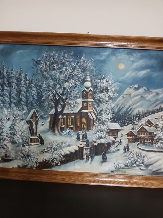 Tablou an ulei vechi,semnat,anramat frumos, și un goblen