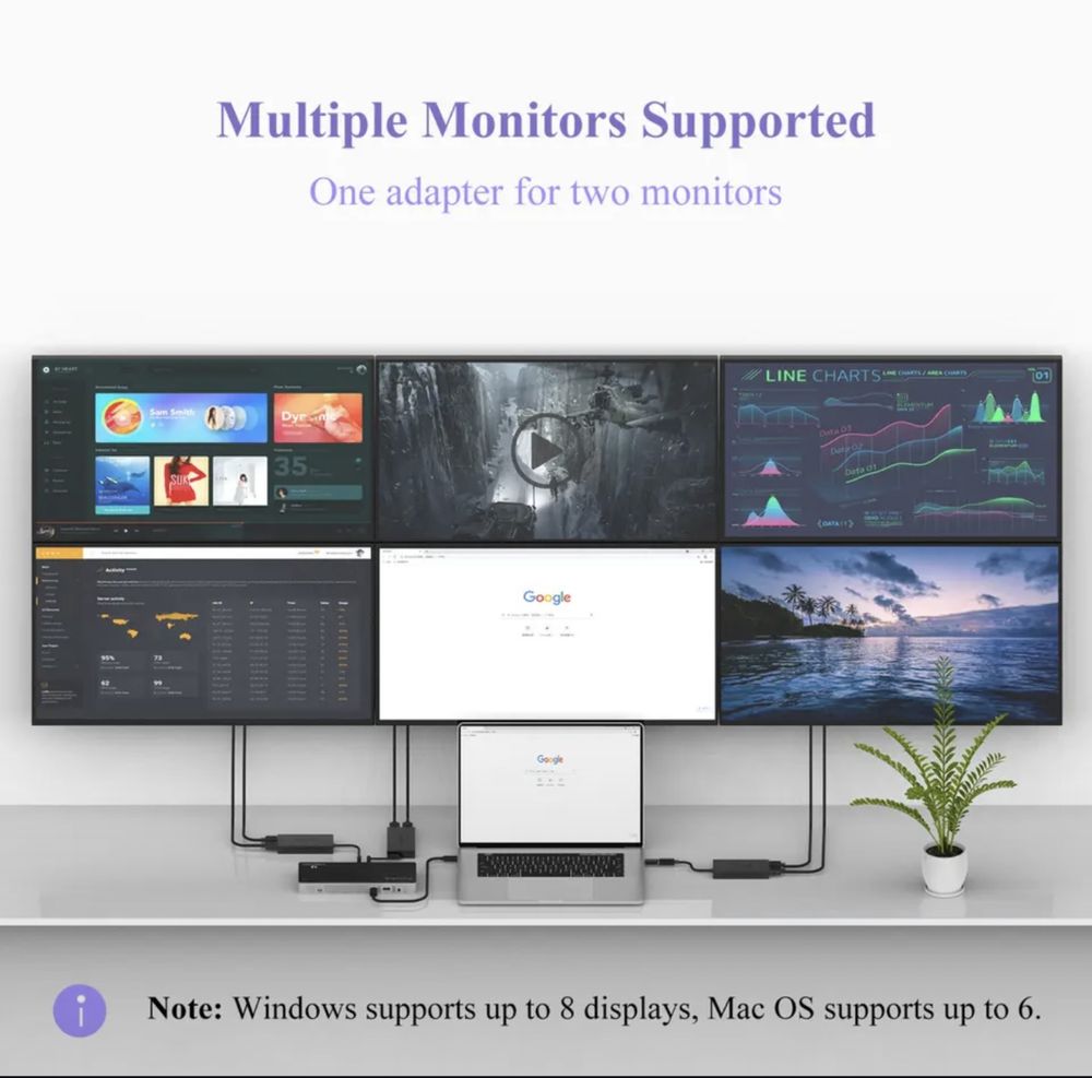 HDMI адаптер Wavlink для подключения двух мониторов.