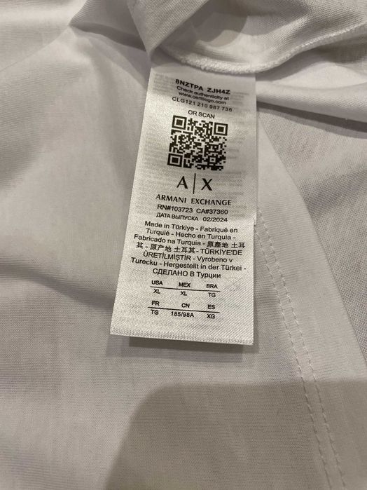 Оригинална тениска ARMANI EXCHANGE бяла, размер: XL
