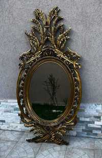 Spectaculoasa oglinda din lemn in foita aur-cristal bizotat-Franta