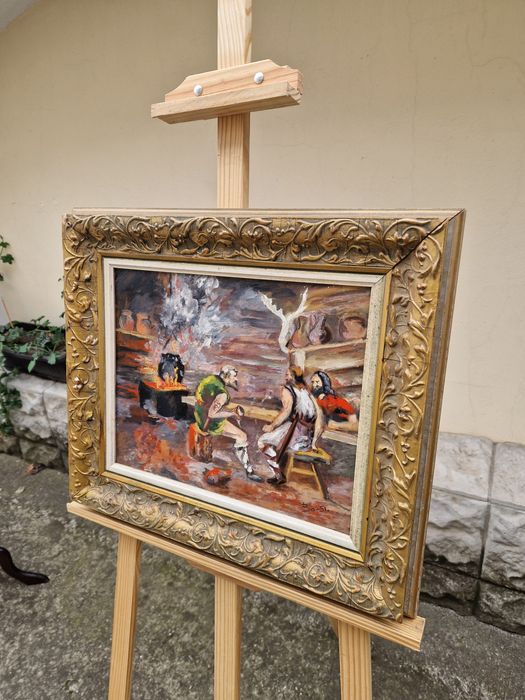 Уникална антикварна майсторска авторска картина масло върху